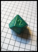 Dice : Dice - 10D - Teal and Green Speckled With Green Numerals
